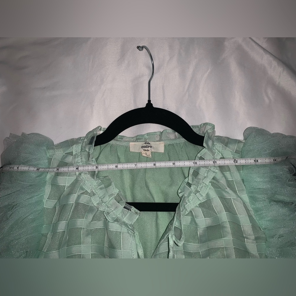Light Green Ruffle Blouse - Picture 5 of 6